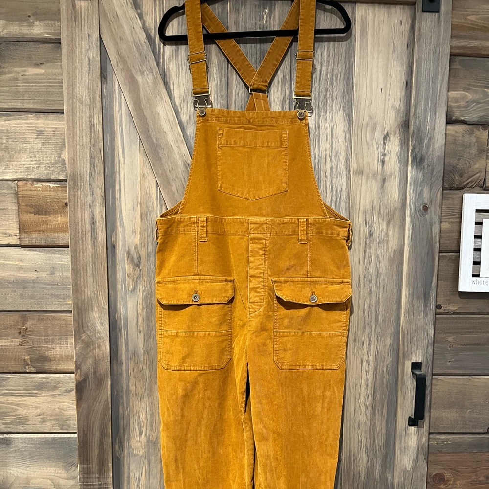 Free People Mustard Corduroy Overalls